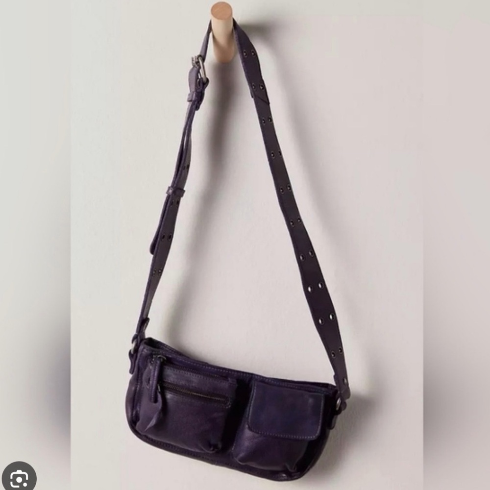 Free People- Plum Wade Leather Sling Bag - Picture 5 of 9